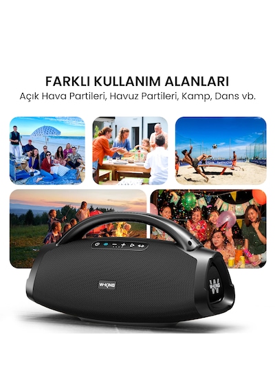 W-kıng X20s Bluetooth Hoparlör, 140w Rms Boombox Ultra Bass, 24 Saate Varan Çalma Süresi, Ipx7 Suya Dayanıklı, Kablosuz Stereo Tws, Powerbank/usb/tf/aux/otg/bluetooth 5.4, Ses Bombası Siyah