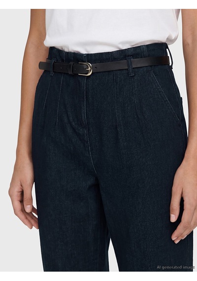 Lcwaıkıkı Classic İndigo Beli Kemerli Slim Mom Kadın Jean Pantolon