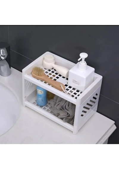 2'li Beyaz Kaliteli Plastik 2 Katlı Ayrılabilir Raf - Organizer Plastik Beyaz Tr Diğer