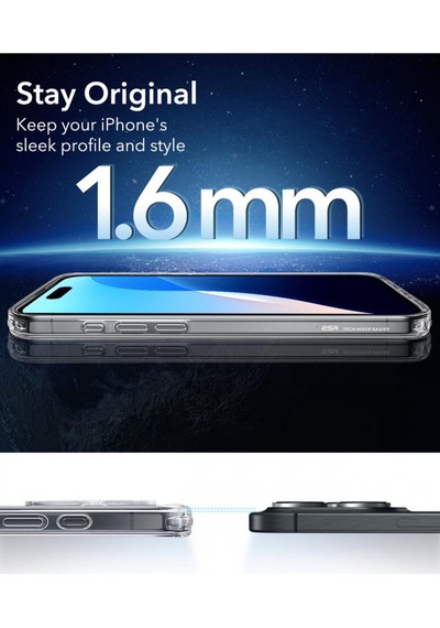 Esr Apple Uyumlu iPhone 16 Pro Kılıf Halolock Magsafe Classic Hybrid Silikon - Şeffaf Çok Renkli