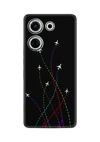 Tecno Camon 20 Kılıf Silikon Desen Özel Seri Line Planet 1736
