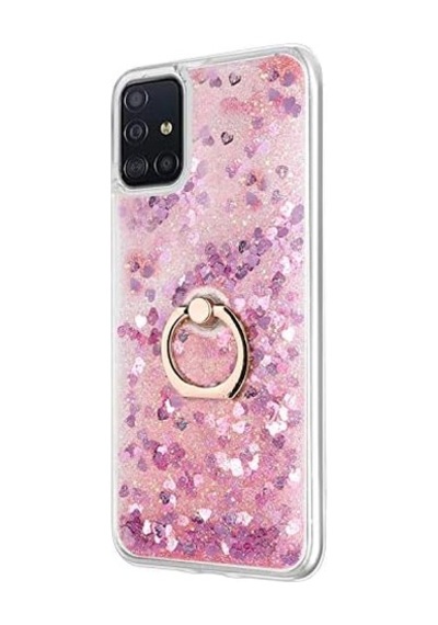 Galaxy A71 İçin Kılıf Glitter Liquid Holder Pembe Galaxy A71 İle Uyumlu Kılıf - Pembe 50 x 22