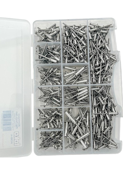 Toko Hobi-4 Alüminyum Pop Perçin Seti 411 Parça 13 Çeşit Organizer Takım Çantalı