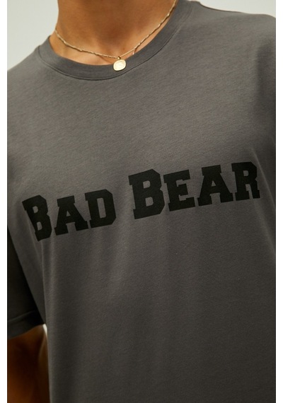 Bad Bear Title Erkek Gri Bisiklet Yaka Tişört Gri