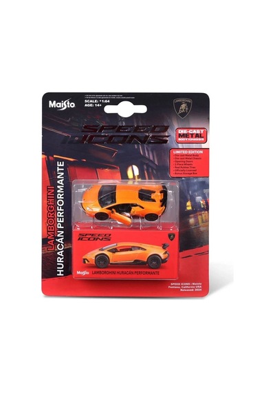 Maisto 1:64 Speed Icons - Lamborghini Huracan Performante Turuncu Çok Renkli