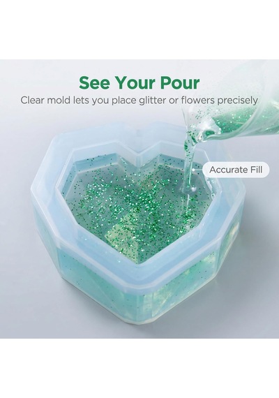 Tahtakale Toptancı Epoksi, Mum, Taş Tozu 3d Geometrik Kalp Silikon Kalıbı 5.7 Cm