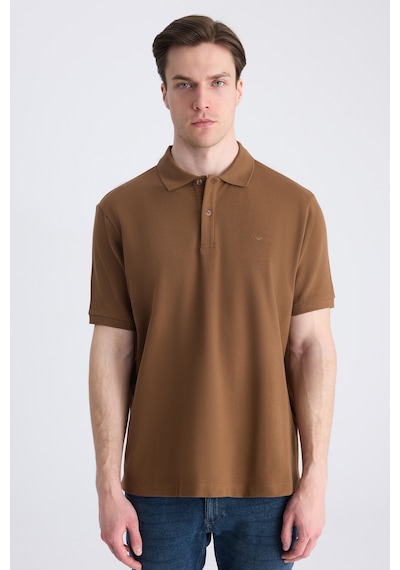 D's Damat Ds Damat Regular Fit Kahverengi Pike Dokulu %100 Pamuklu T-shirt 4hc140211213m 201