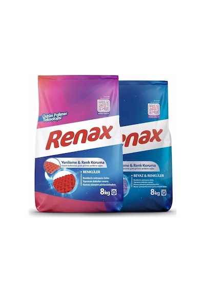 Renax Matik Beyaz & Renkliler için Toz Çamaşır Deterjanı 2 x 8 KG