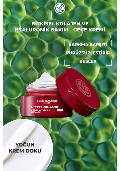 Kırışıklık Görünümünü Azaltıcı, Sıkılaştırıcı Ve Dolgunlaştırıcı Bitkisel Kolajen Gece Kremi 50ml