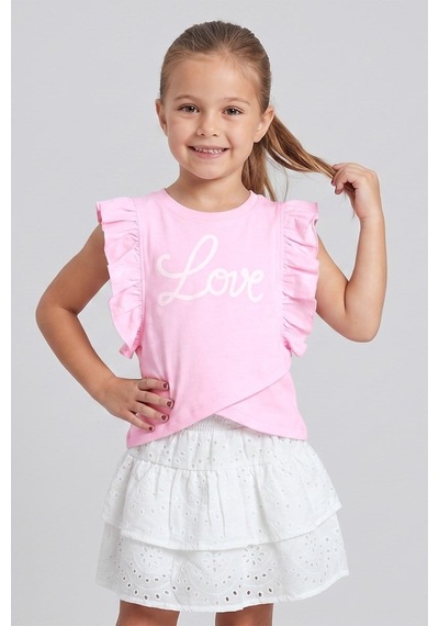 Dmb Boys & Gırls Kız Çocuk Brode Etek Tshirt 2'li Takım Pembe 2-7 Yaş-2720
