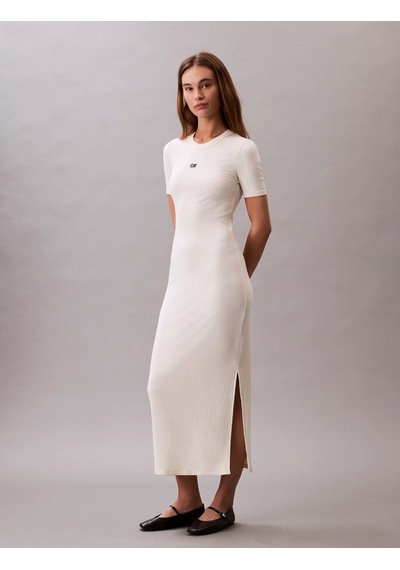 Calvin Klein Jeans A - Modal Rıb Ss Dress Kadın Beyaz Elbise Lv044c902g-pba Beyaz