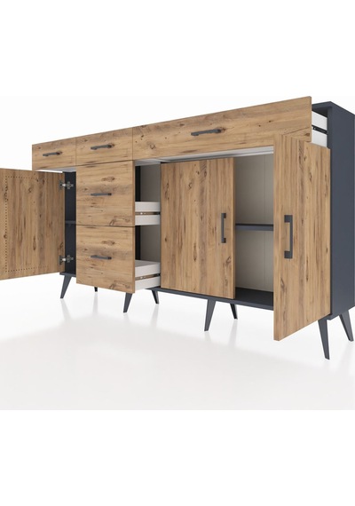 Arges Konsol 2 Raflı 5 Çekmeceli 3 Kapaklı 176x30x99 Antrasit-çam Atlas Çam - Antrasıt Arges Konsol 2 Raflı 5 Çekmeceli 3 Kapaklı 176x30x99 Antrasit-çam Atlas Çam - Antrasıt