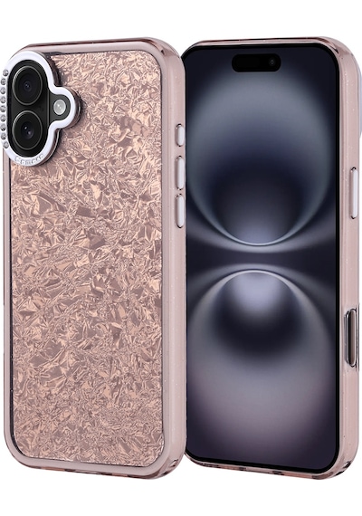 Apple Uyumlu iPhone 16 Plus Kılıf Taşlı Tasarımlı Zore Kapi Kapak Gold