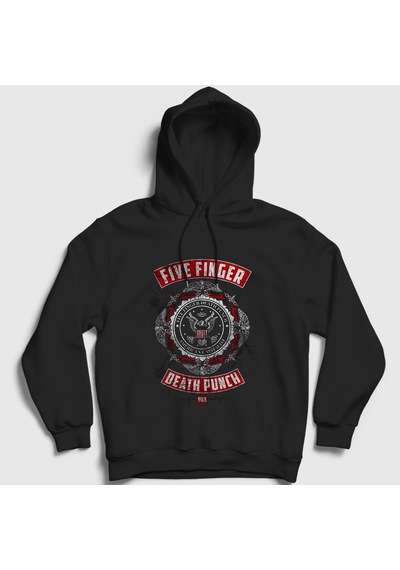 Presmono Unisex Usa Five Finger Death Punch Kapüşonlu Sweatshirt Siyah