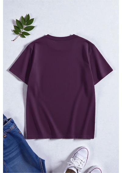 Uyguntarz Unisex Tüy Baskılı T-shirt Mor
