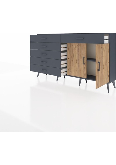 Arges Konsol Tek Raflı 6 Çekmeceli 2 Kapaklı 176x30x99 Antrasit-ç Antrasit-çam/antrasit Arges Konsol Tek Raflı 6 Çekmeceli 2 Kapaklı 176x30x99 Antrasit-ç Antrasit-çam/antrasit