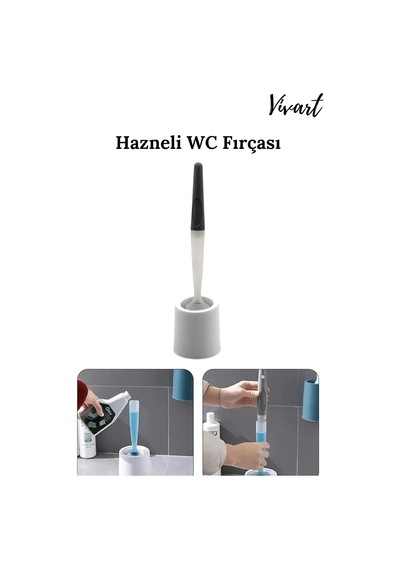 Deterjan Hazneli Otomatik Tuvalet Fırçası Sıvı Hazneli Lüx Özel Tasarım Wc Fırçası Tuvalet Fırçası Beyaz T Diğer