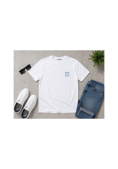 Me Selection Macchiato Tasarım %100 Pamuk Unisex Basic Tişört Beyaz