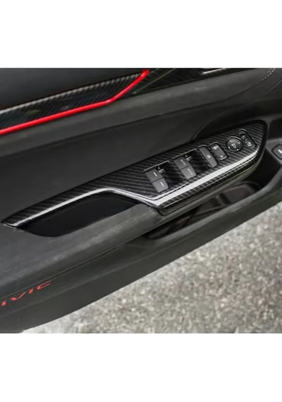 Honda Civic Fk7 Fc5 2017-2020 Iç Kapı Kol Dayama Karbon Fiber 2 Adet Ön Taraf 2 Adet Arka