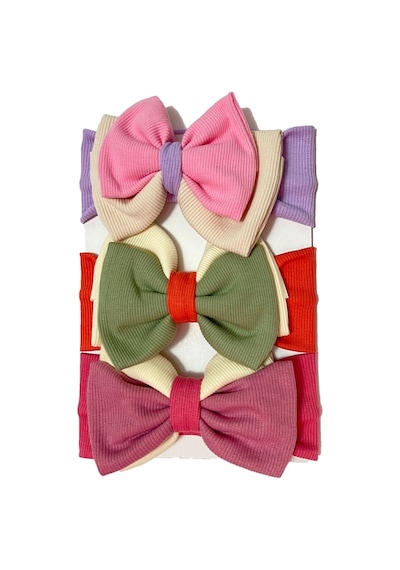 Karışık Renkli Kız Bebek 3 Lü Bandana Seti Çok Renkli