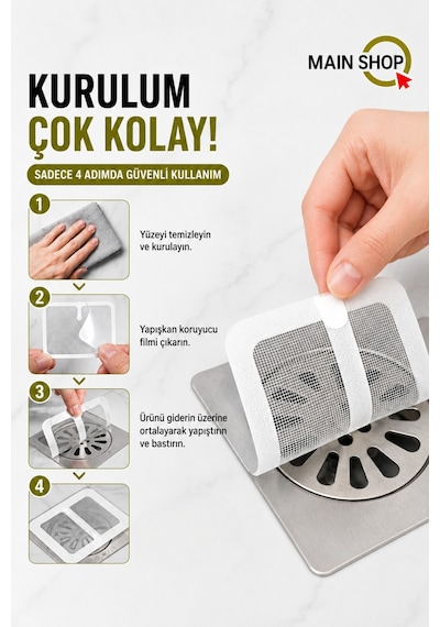 Mainshop 10 Adet Yapışkanlı Banyo Gider Filtresi M-740 Çok renkli