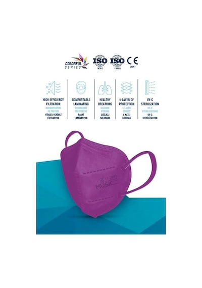 Musk Ffp2 Maske Mor Renk 10 Adet
