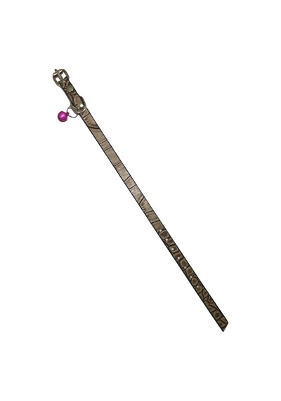 Açık Kahverengi Kendinden Desenli Derili 1 CM Metal Kilit Tokalı