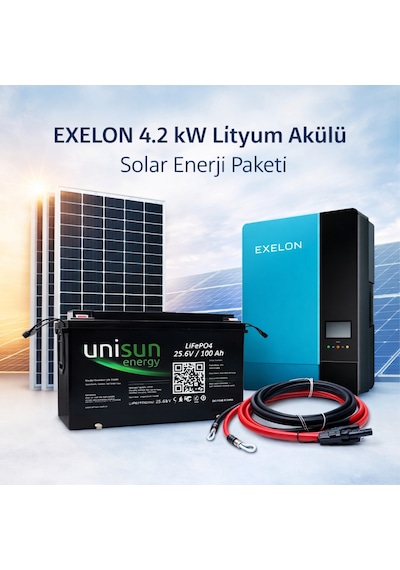 Exelon 4.2 Kw Lityum Akülü Solar Enerji Paketi Unisun Bataryalı