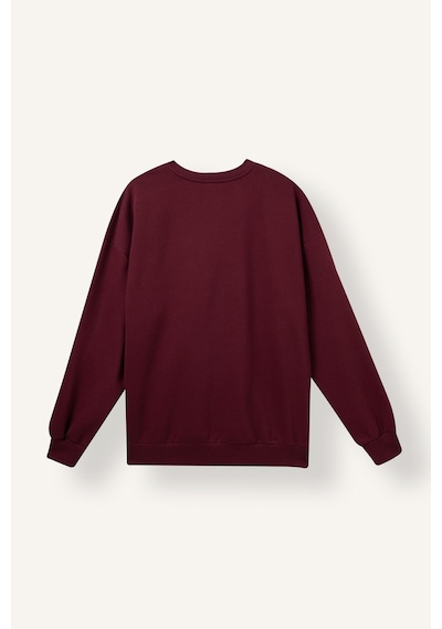 Defacto Oversıze Bisiklet Yaka Basıc Kalın Sweatshirt F9628ax26aubr115 Bordo-br115