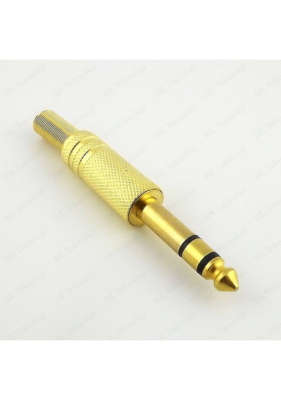 Lehimlenebilir Altın Kaplama Metal 6.35 mm Stereo Erkek Çivi Jack