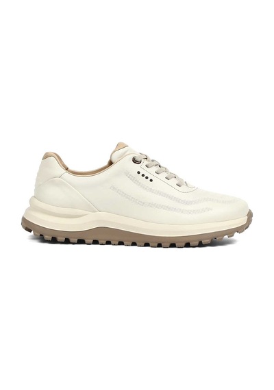 Erkek Bej Kalın Tabanlı Deri Sneaker