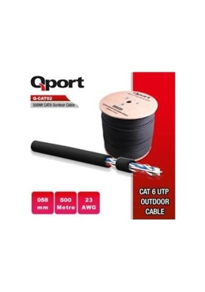 Qport Q-cato2 500mt Outdoor Cat6 23awg 0.58mm Dış Mekan Kablo Kdo