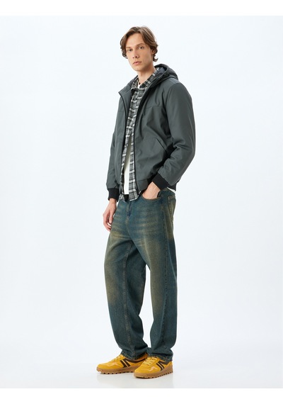 Koton Mevsimlik Ceket Slim Fit Fermuarlı Gri 5wam20067hw Gri