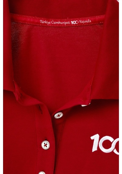 Msw Kadın Uzun Kollu Türkiye Cumhuriyeti 100.yıl Özel Polo Yaka T-shirt Kirmizi