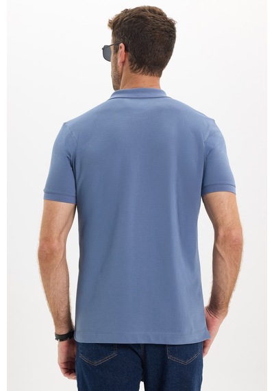 Tudors Erkek Slim Fit Dar Kesim Premium Seri %100 Pamuk Yumuşak Dokulu Merserize Lacivert Polo Yaka Tişört-50925