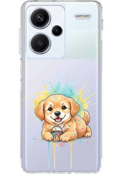Redmi Note 13 Pro Plus İle Uyumlu Splash Köpek Tasarımlı Şeffaf Silikon Kılıf Şeffaf