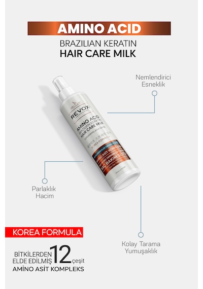 Amino Asit Brezilya Keratin Saç Bakım Sütü, Kolay Tarama, Dolgunluk, Yumuşaklık, Onarıcı Etki Dökülen