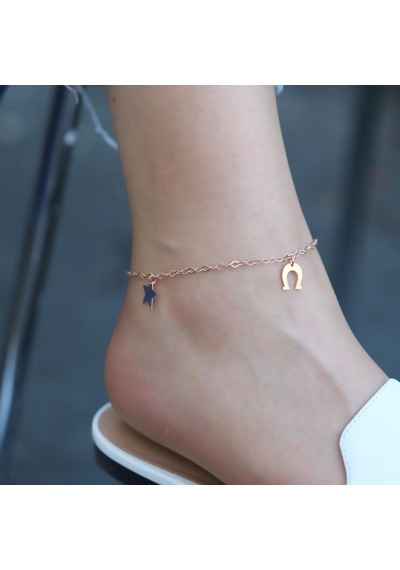Figürlü Rose Gold Kaplama Gümüş Halhal Gümüş