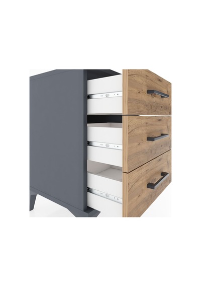 Hyperion Komodin 3 Çekmeceli 44x44x64 Antrasit-çam Antrasit