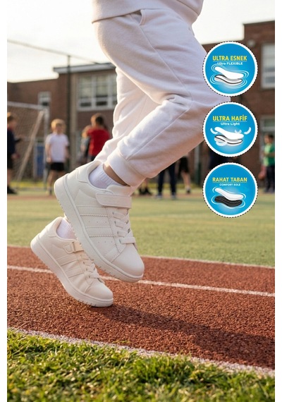 Cool Beyaz Cırtlı Hafif Erkek Çocuk Sneaker Cooper F
