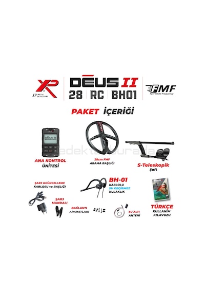 DEUS 2 - 28cm FMF Başlık, Ana Kontrol Ünitesi (RC), BH-01 Kablolu Su Geçirmez Kulaklık