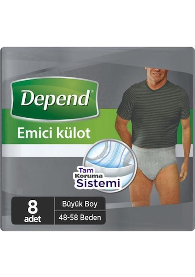 Depend Emici Külot Erkek Hasta Bezi Büyük 8'li