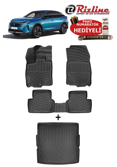 Peugeot 3008 1.2 Hyrid 2024-2026 Havuzlu Paspas Ve Alt Kademe Bagaj Havuzu Seti