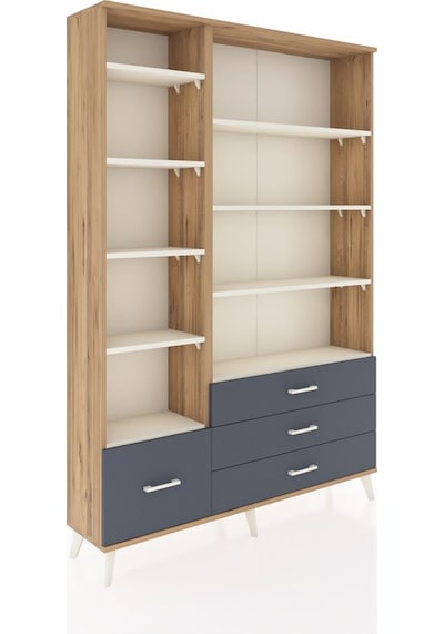 Arges Dolap 9 Raflı 4 Çekmeceli 132x30x195 Çam-aytaşı/antrasit Çam