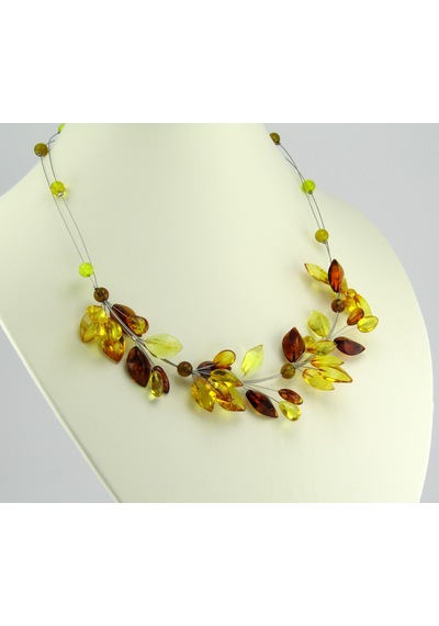 Ambergold Kehribar Kolye Özel Tasarım Damla Kehribardan Kly330 Çok Renkli