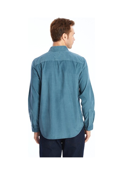 Lcwaıkıkı Classic Mavi Regular Fit Uzun Kollu Kadife Erkek Gömlek