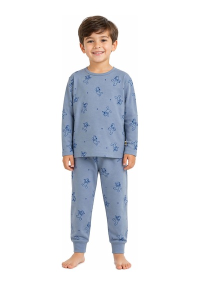 Harıbo Haribo Lisanslı Ayıcık Desenli Uzun Kollu Pijama Takımı Mavi