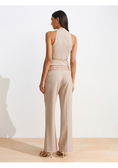 Dilvin 72129 Çift Kemerli Pantolon-bej Bej