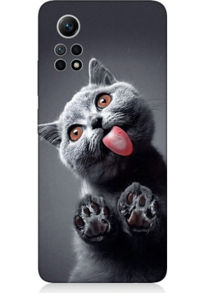 Xiaomi Redmi Note 12 Pro 4g Uyumlu Sevimli Boz Kedi Dili Desenli Silikon Kılıf