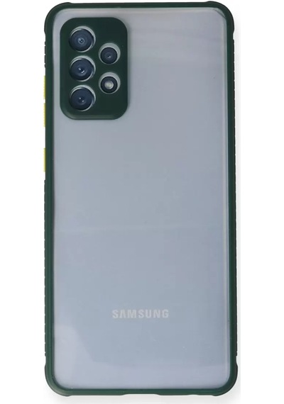 Newface Samsung Galaxy A72 Kılıf Miami Şeffaf Silikon - Koyu Yeşil
